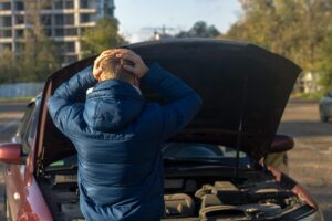 Man in trouble with his broken car